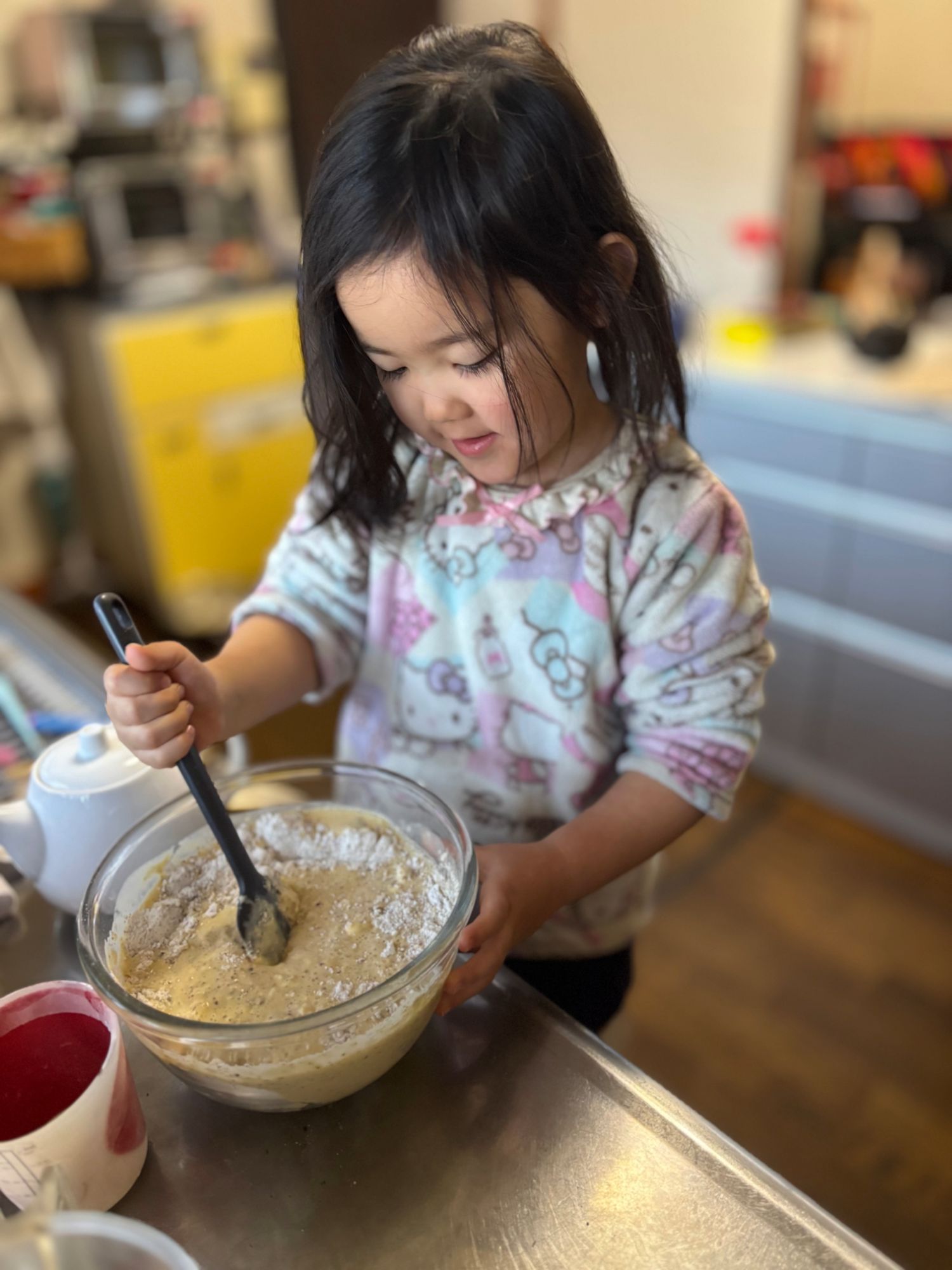 庭のブルーベリーでパンケーキ